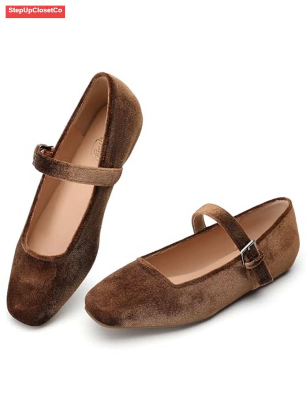 Women's Woven Mary Jane Flats with Memory Foam & Buckle - Elegant Comfort Shoes